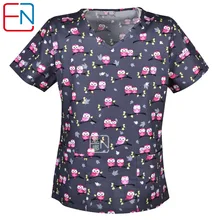 Hennar женский Принт скраб-топ с v-образным вырезом хлопок Больничная медицинская форма размер S только