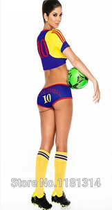 Еврокубок фантазия Футбол костюм Футбол детские, футбол сексуальная девушка Шорты Болельщицы команды комплекты спортивные костюмы 11 стран - Цвет: Colombia