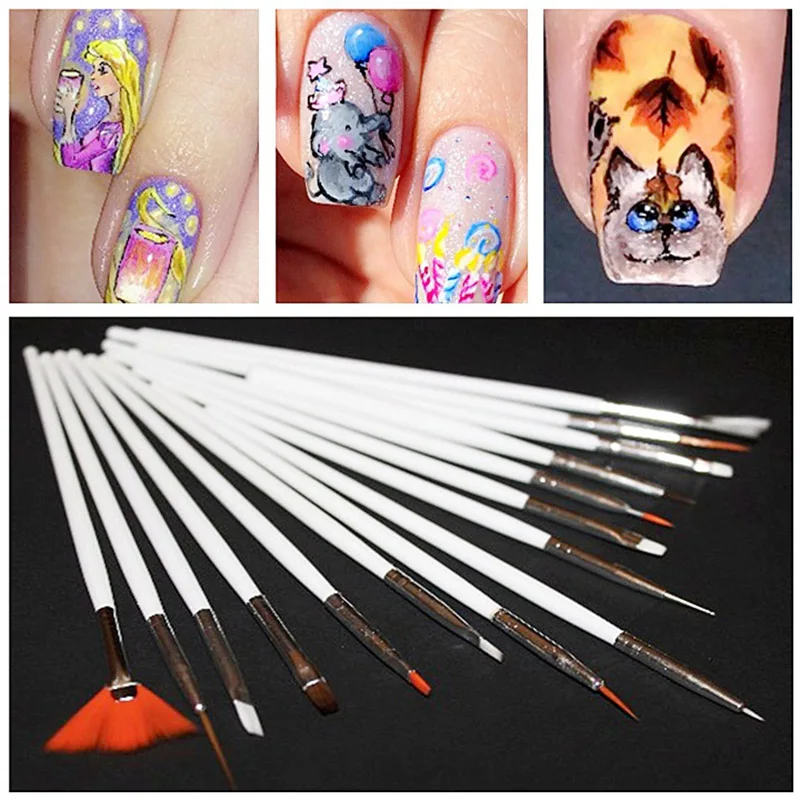 15pcs Nail Art Painting Brush Darwing Brushes Set Dotting Pen Liner
