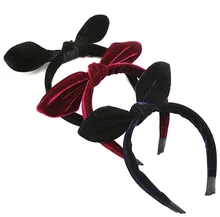 Metting Joura Winten Girls Bohemian Multiple Color Velvet Knotted Bow Headband Hairband Fashion Vintage Hair Accessories