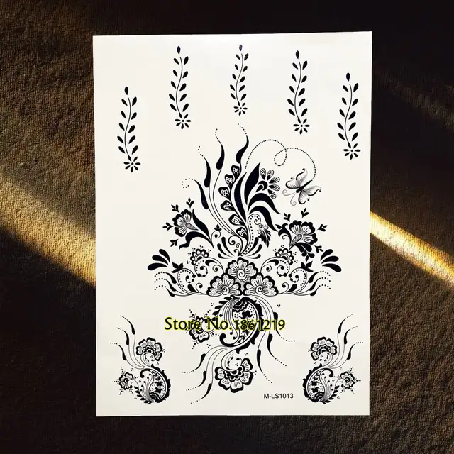 079 20 De Réduction25 Styles Grand Noir Lotus Mandala Fleur Bras Tatouages Pour Les Femmes Henné Tatoo Art Corporel Imperméable Faux Autocollants