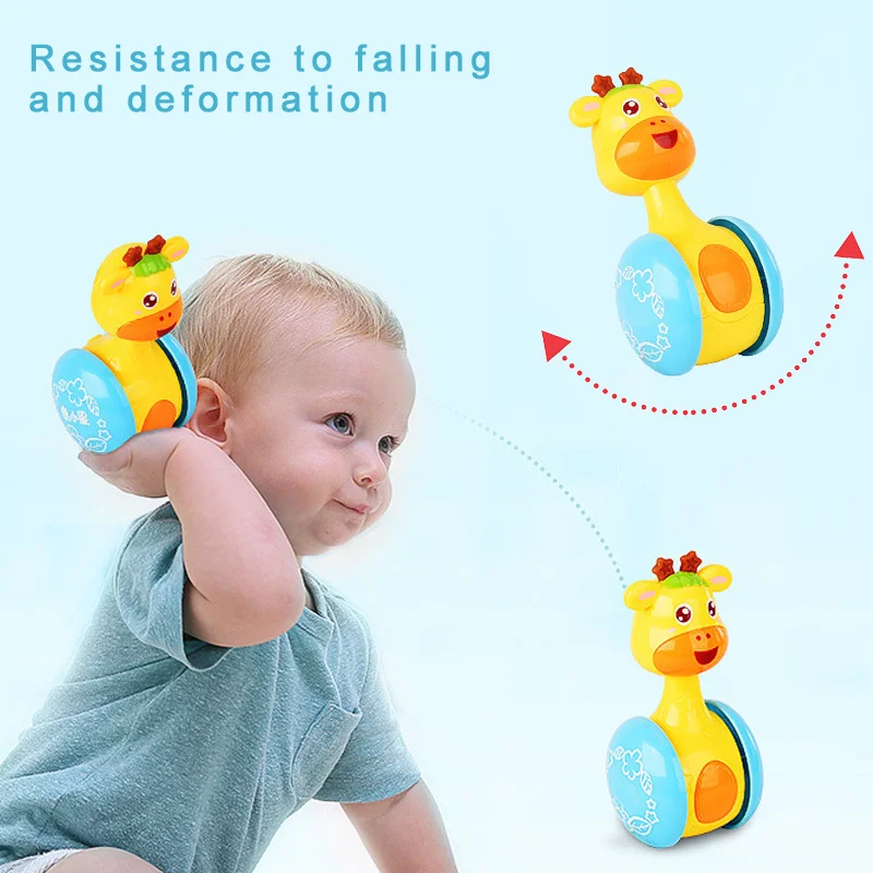 

1 Pcs Giraffe Baby Rattles Tumbler Doll Roly-poly Bell Kid Learning Rattle Toys YH-17