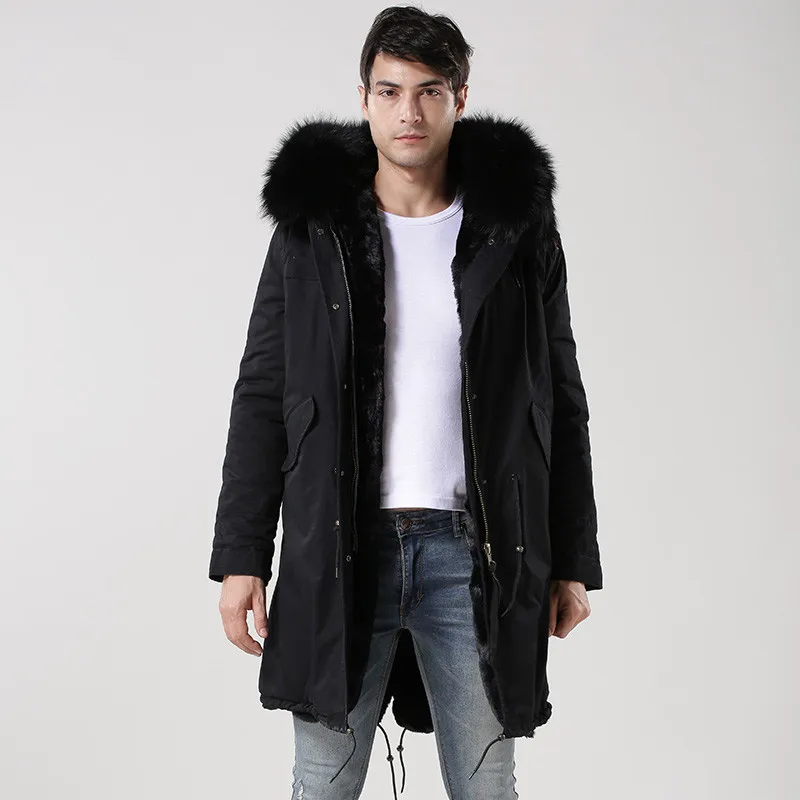 

Casual fashion Italy design Mr raccoon fur long jacket, army green, dark blue, black fur lined furs parka