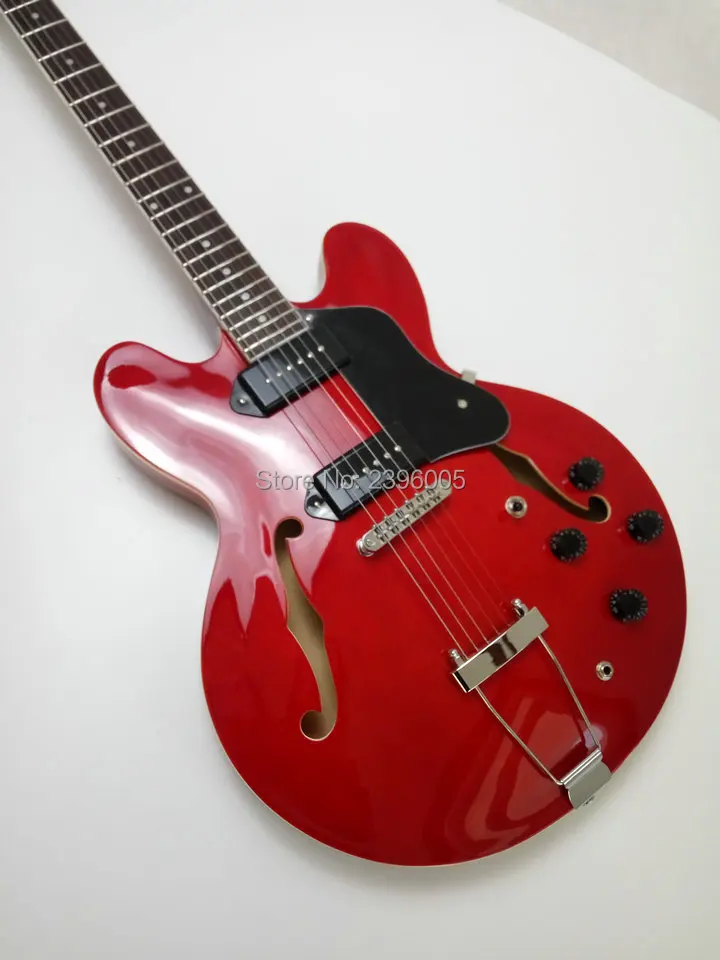 Hot sale es 335 hollow jazz electric guitar,P 90 pickups.22 dot frets board.one piece neck high quality 335 guitar free shipping Hot sale es 335 hollow jazz electric guitar,P 90 pickups.22 dot frets board.one piece neck high quality 335 guitar free shipping