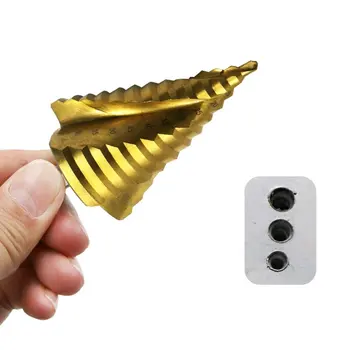 

4241 Titanium-plated Triangular Shank Spiral Groove Stepped Drill 6-65mm Power Tools Drills Drop Shipping Sale