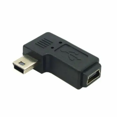 

90 Degree Left Angle Mini 5pin USB B Male to Female Plug Connector Adapter