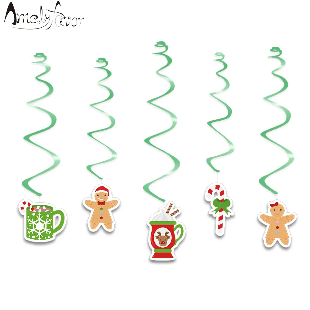 Us 3 47 26 Off Christmas Theme Series 2 Ceiling Hanging Swirl Decoration Gingerbread Boy Girl Crutch Christmas Party Decorations Supplies In Party