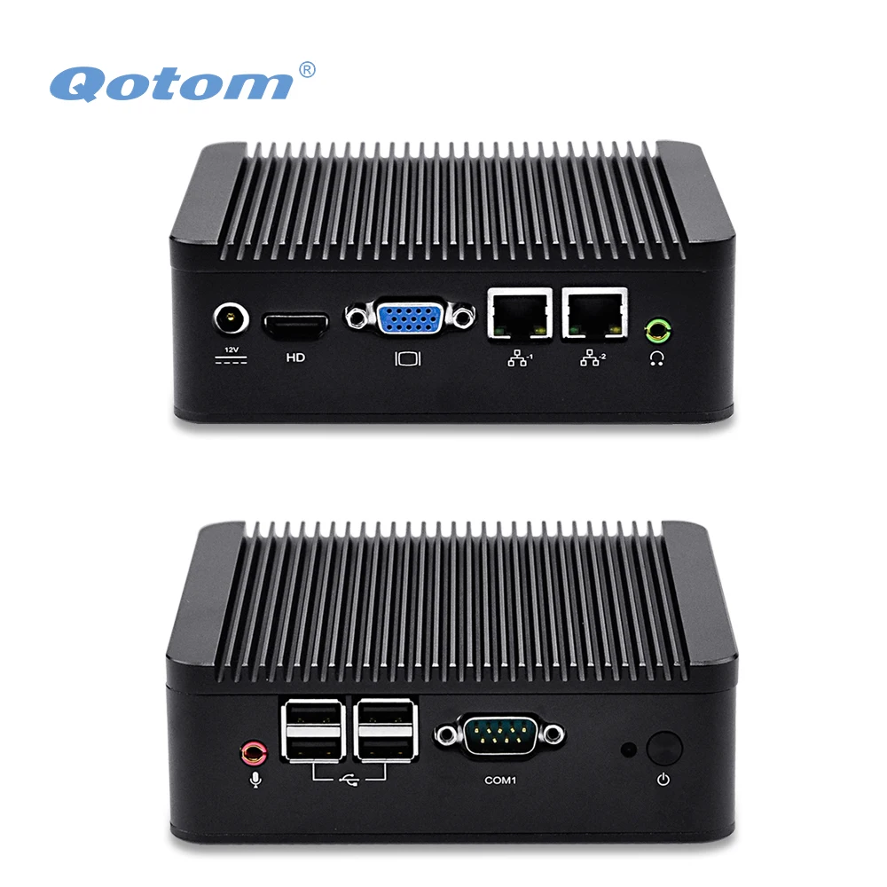 QOTOM мини-ПК Core i3 процессор, Dual LAN Mini PC с последовательный порт, мини настольный компьютер Linux