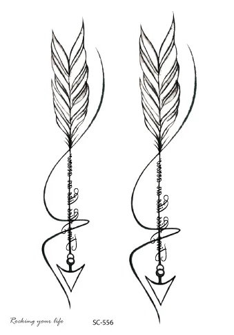 

Rocooart SC556 Black White Arrows Tatuagem Women Waterproof Temporary Tattoo Sticker Body Art Fake Tattoo Drawing Taty For Men