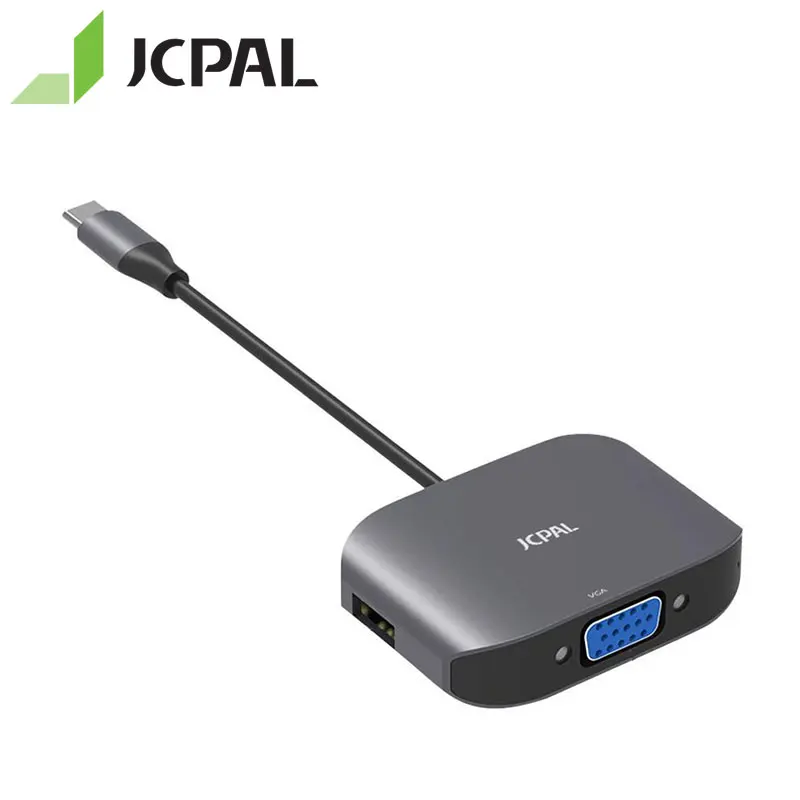 

JCPAL USB-C to VGA and 2 USB Ports Adapter with 1 Port USB 3.0 and 1 Port USB 2.0 Splitter Switch Type-C VGA 1920*1200 HUB