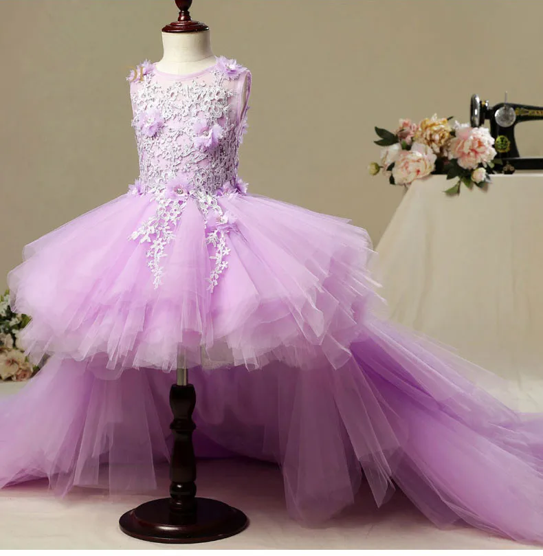 Glizt/длинные платья с цветочным узором для девочек на свадьбу, фиолетовое Пышное Платье с цветочным рисунком, вечерние платья для первого причастия для девочек