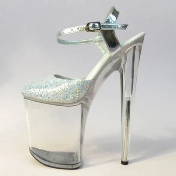 

Sexy 20cm Ultra High Heels Crystal Sandals Colorful Glitter Platform The Bride Wedding Shoes 8 Inch Women's Shoes