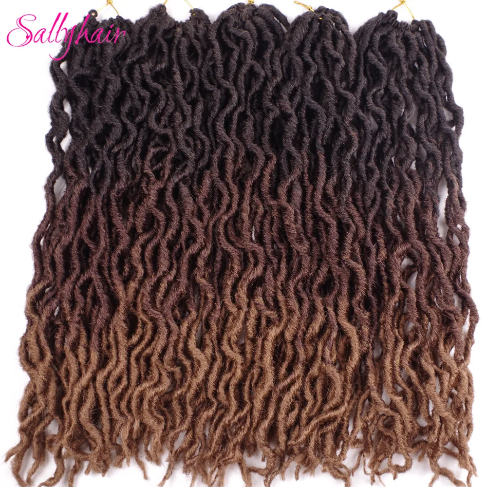 

Sallyhair Faux Locs Curly Crochet Braids Hair Extensions 24 strands/pack Ombre Synthetic Braiding Hair 18inch