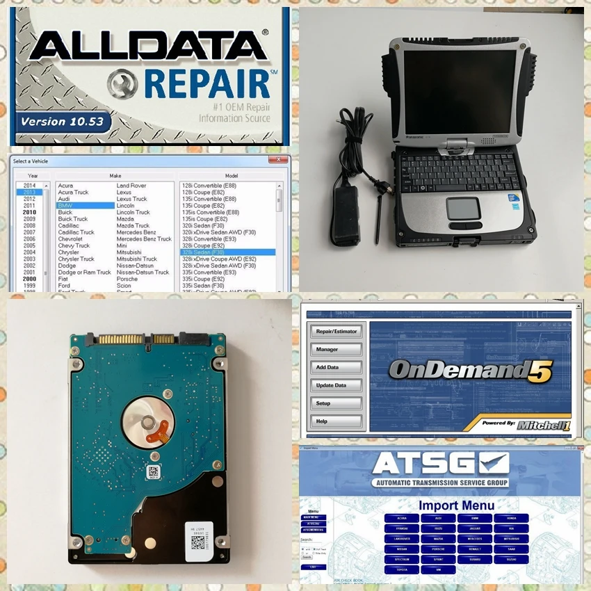 Alldata 10 53 М. itchell ondemand 2015 ATSG 2012 установлен хорошо на б/у ноутбук Toughbook CF-19 4G с 1TB