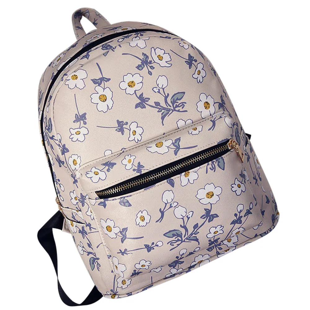 

Women's Leather Floral Printed School Bag Pu Leather Female Backpacks Teenager School Rucksack Travel Backpack Bag H30513