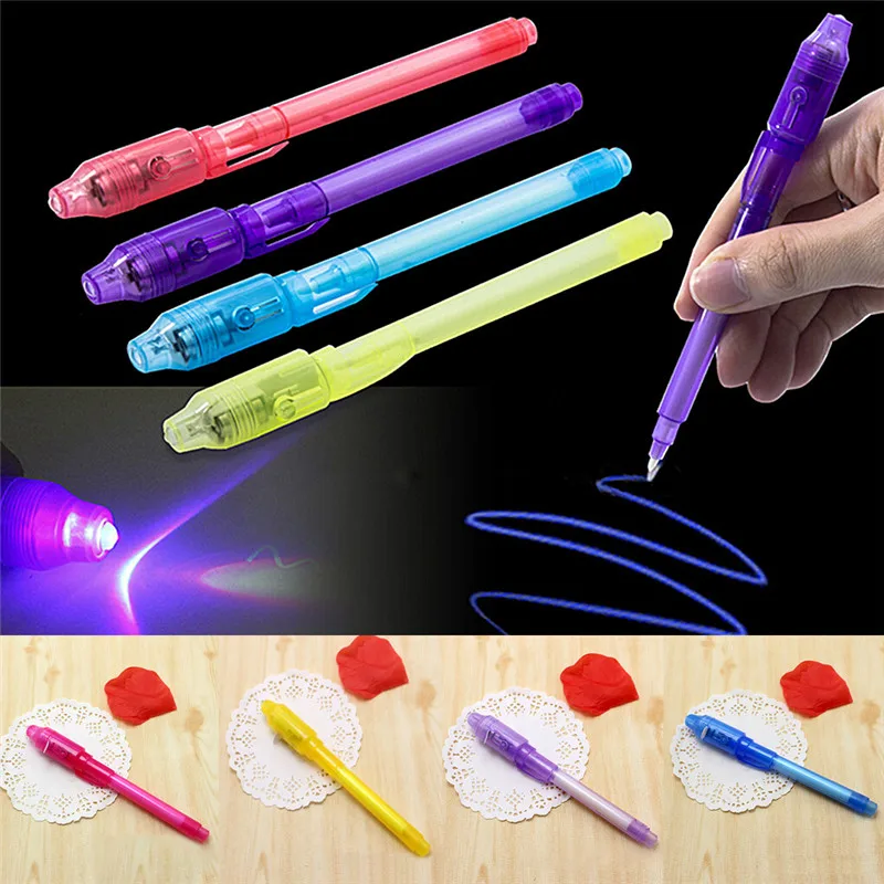 Магия фиолетовый 2 в 1 УФ Black Light Combo Творческий канцелярские школьные офиса и рисунок невидимыми чернилами