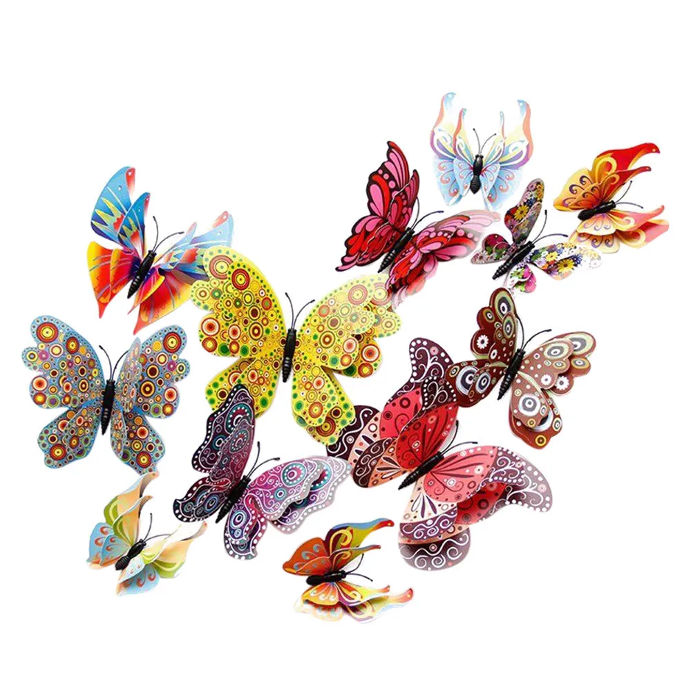

12 Pcs Butterfly Wall Stickers Living Room Bedroom Refrigerator Decoration Mariposas Decorativas 3d#A