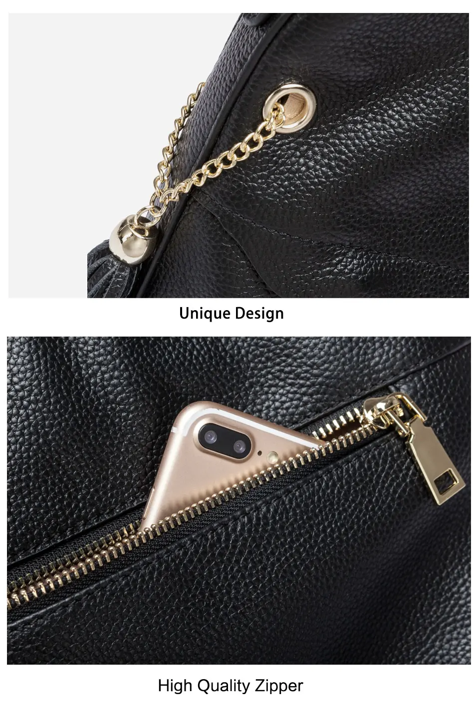 Zency 100% genuíno couro charme bolsa de