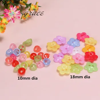 

100pc/lot 10/18mm Flower Shape Candy Color Plastic Acrylic Children Hair Rubber Rope Clasps Beads DIY Kids Hair Jewelry Findings