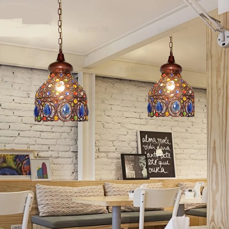 Юго-Восточная Азия, тайские подвесные светильники, цветные хрустальные средиземноморские богемные ресторанные лампы для коридора, Турецкая лампа ZA626 ZL53