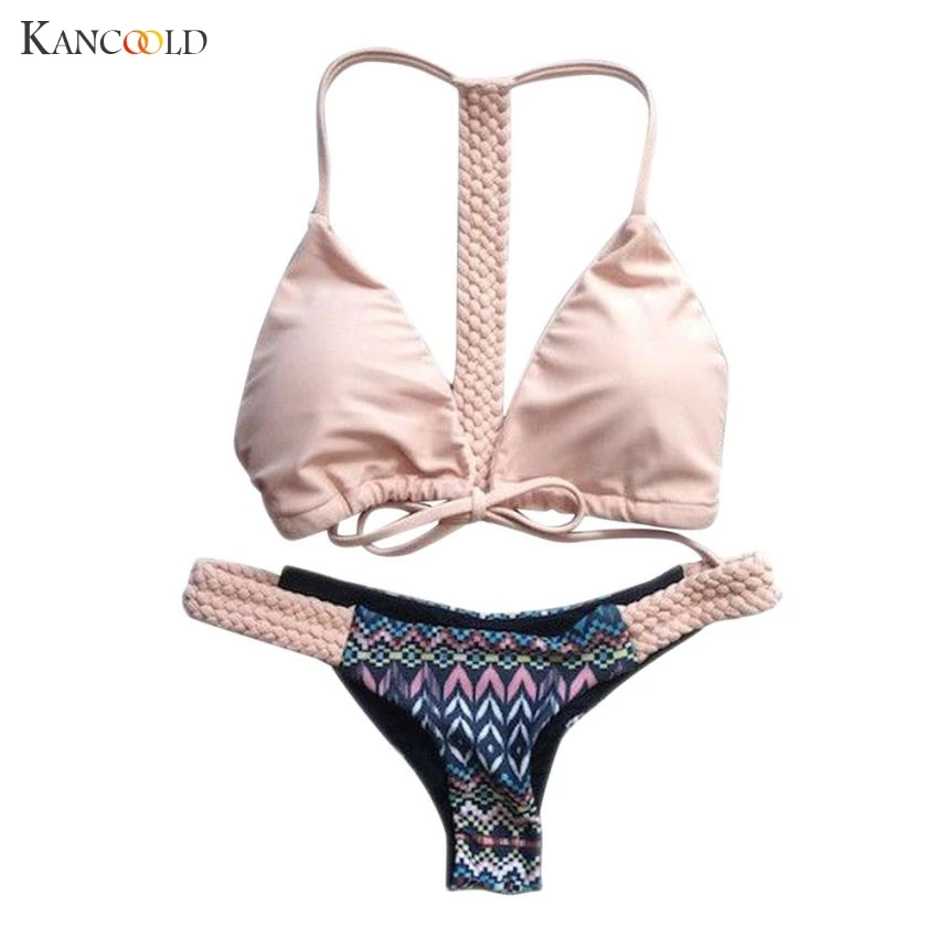 

KANCOOLD bodysuit sexy Freestyle breaststroke fashion latex bodysuit Push-up Padded Bra Bathing Sexy Women Floral Set MAR27