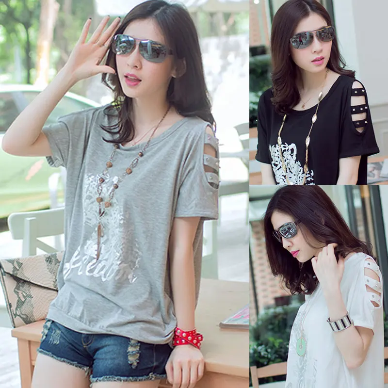 

M-3XL Summer Printing Loose Short Sleeve Cotton T-shirt Batwing Sleeve Women Tee Plus-size Loose-fitting T-shirts Women's Tops