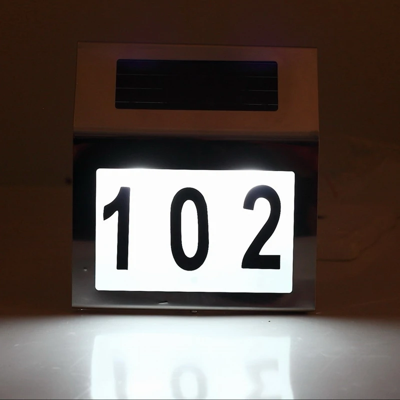 Emissor de Luz Luzes do Jardim da Lâmpada ao ar Movido a Energia Número da Casa da Lâmpada de Iluminação ao ar Diodo Solar Livre Inoxidável Lumination Doorplate 7 A Energia Solar Inoxidável lumination Doorplate Número