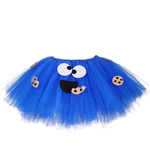Забавная сетчатая юбка-пачка с изображением торта монстра; ярко-синяя детская одежда для девочек на день рождения, Хэллоуин, карнавал, вечеринку; карнавальный костюм; детская одежда для выступлений - Цвет: as picture