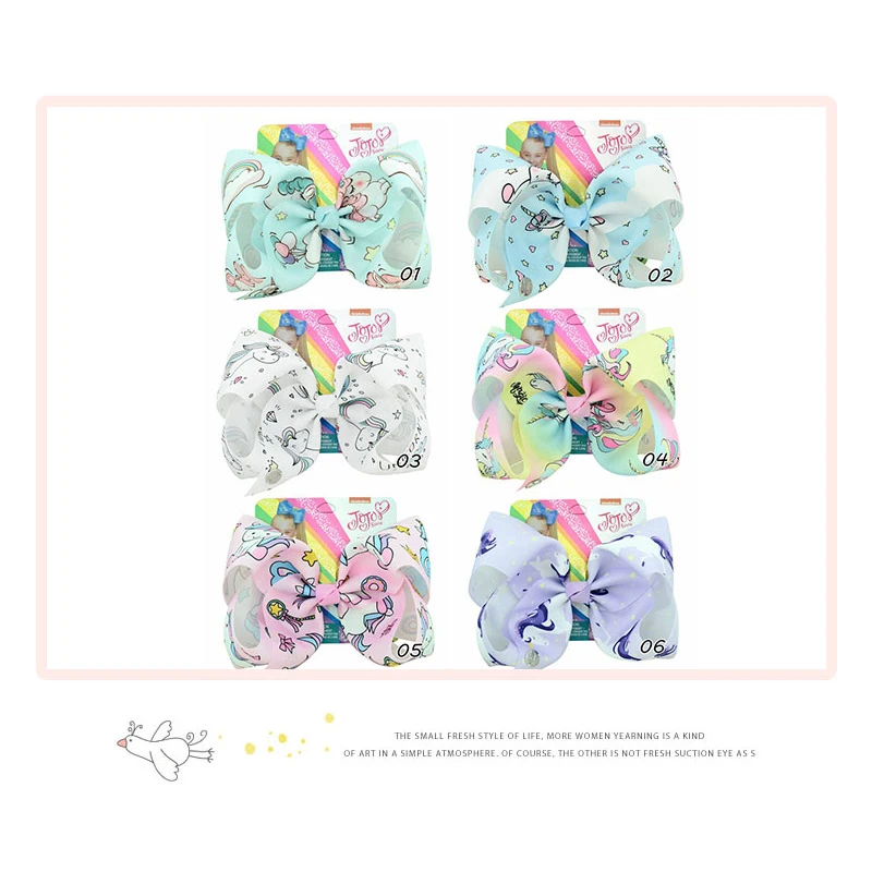 8 Inches Printed Hairpin Girls Baby Polyester Ribbon European Style Handmade Exquisite Headdress Children Printed Hairpin 934
