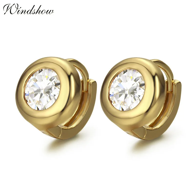 

7Colors Cute Round CZ Cirlce Loop Huggies Small Hoop Earrings For Women Girls Baby Kids Anti-Allergic Gold Color Jewelry Aros
