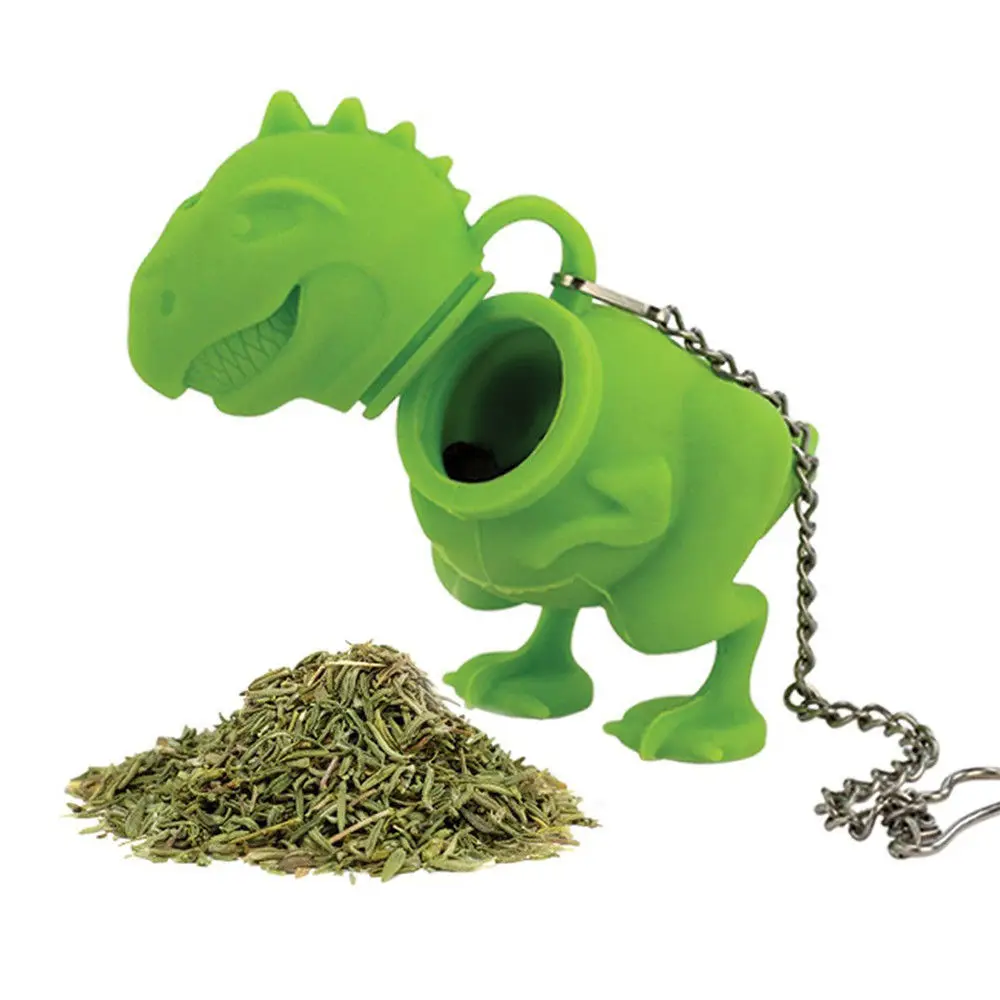 

Green/Pink Silicone Dinosaur Tea Infuser Loose Leaf Strainer Herbal Filter Diffuser