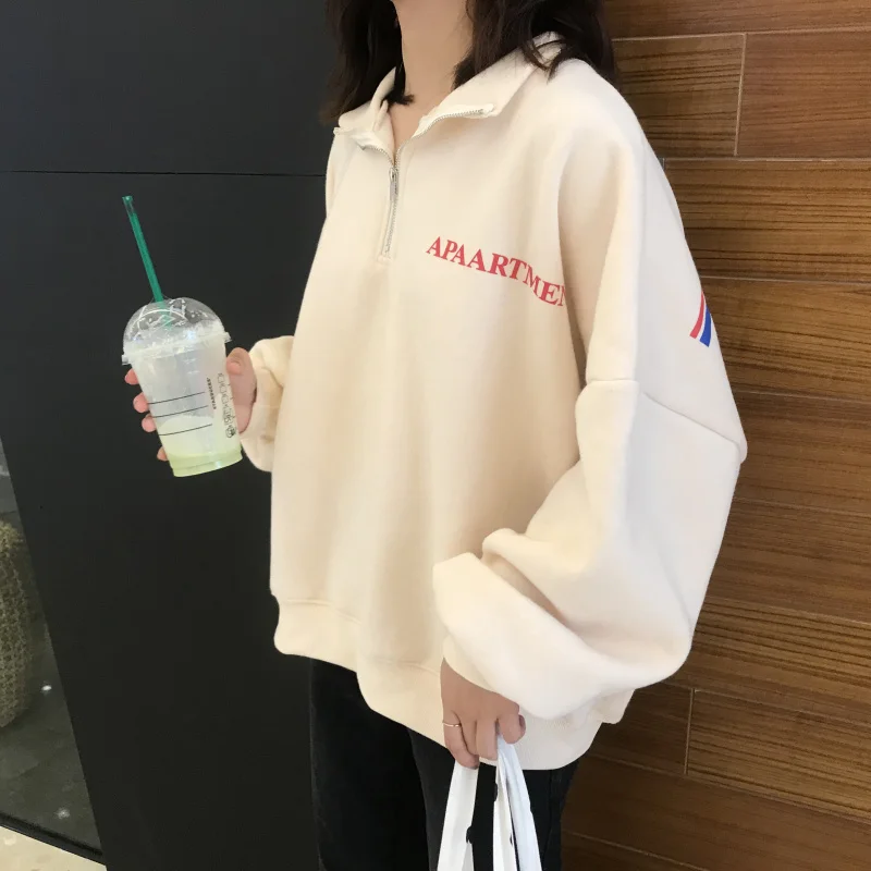 2019 Spring New Women Hoodies Long Sleeve Boyfriend Style