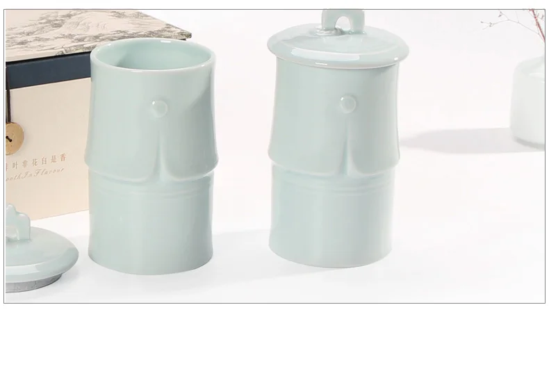 Краткое Celadon чайные банки керамический чайный набор кунг-фу Подарочная коробка чай Caddy кухня специи еда Герметичная канистра кофе ящик для хранения конфет