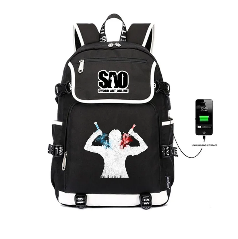 anime Sword Art Online backpack teenagers USB Charge students School book bag women men travel Shoulder Laptop Bags anime Sword Art Online backpack teenagers USB Charge students School book bag women men travel Shoulder Laptop Bags