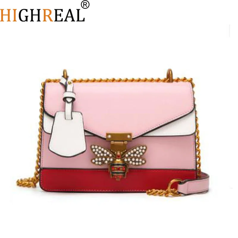 

2019 Women Color splicing Little bee Bags Fashion Zipper Designer Handbag Casual Shoulder Messenger Bag New Sac Femme