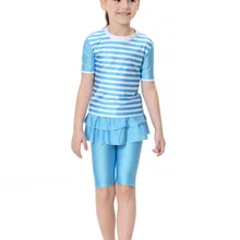 Новые мусульманские купальники для девочек, скромный Буркини, милая детская одежда для купания, пляжный костюм для отдыха