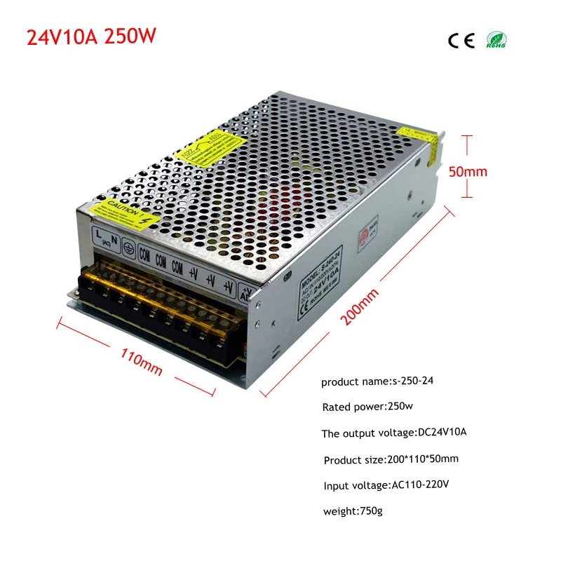 Адаптер питания DC 24 V 3A 5A 10A 15A 20A 25A 30A 12 5 Трансформаторы освещения 24 V Вольт Светодиодный драйвер питания Светодиодные полосы света