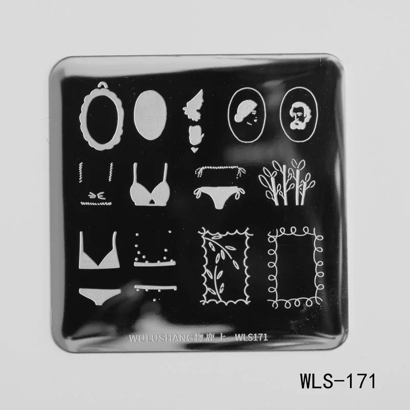 Квадратная абстрактная серия Штамповка шаблон Линия Дизайн ногтей штамповка изображения пластины ногтей штамп трафареты - Цвет: wls171