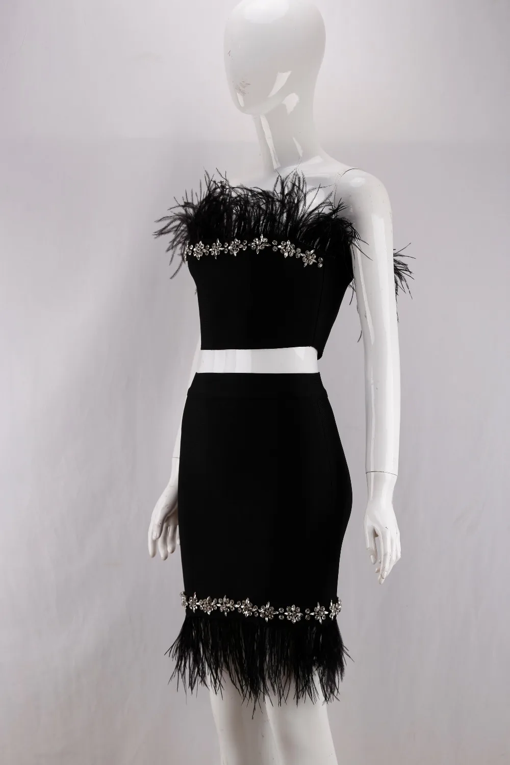 Высокое качество vestidos Для женщин Бандажное платье Новинка года Черный без бретелек с плеча bodycon знаменитости Вечеринка платья для