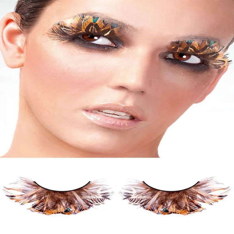

1Pair feather false Eye Lashes Makeup Eyelashes/Masquerade Stage artistic exaggeration Art cilios imported Sexy Leopard models