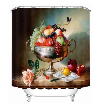 

Fruit Pattern 3D Shower Curtain Polyester Fabric Waterproof Shower Curtain Eco-Friendly Bathroom Curtain Home