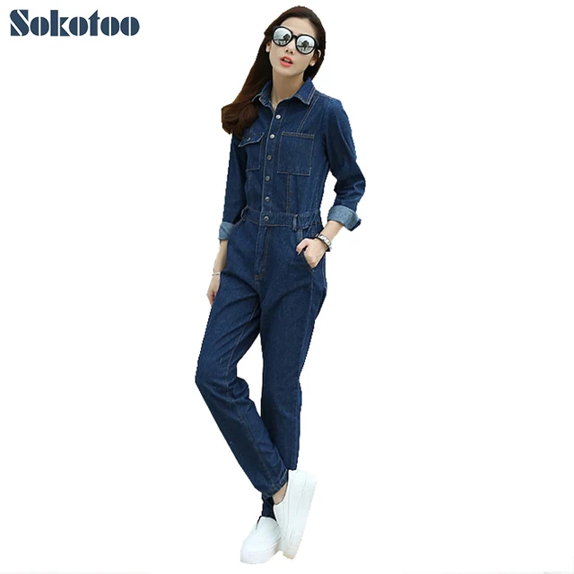 denim cargo jumpsuit