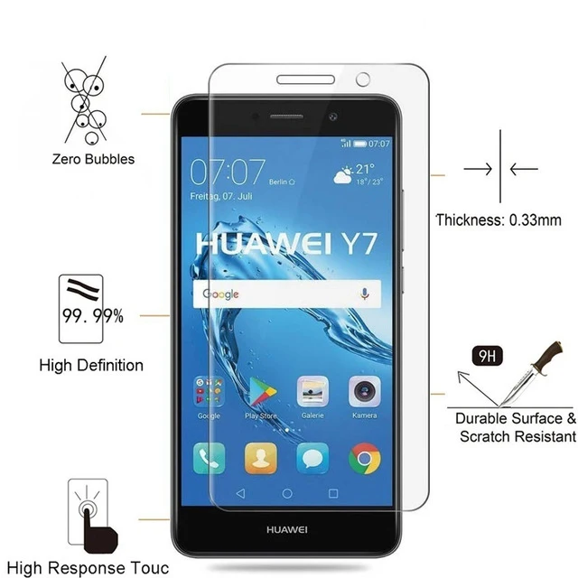 

2Pcs 2.5D 0.3mm 9H Premium Tempered Glass For Huawei Y7 Screen Protector Toughened protective film For Huawei Y7