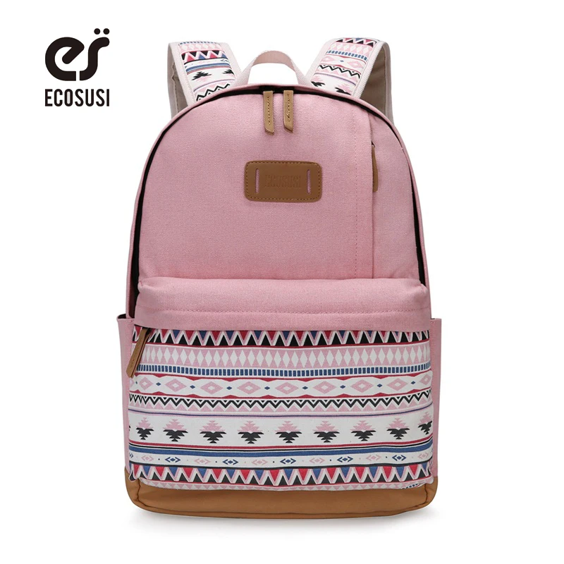 ECOSUSI Canvas Printing Backpack Women Cute School Backpacks for Teenage Girls Vintage Laptop Bag Rucksack Bagpack Female ECOSUSI Canvas Printing Backpack Women Cute School Backpacks for Teenage Girls Vintage Laptop Bag Rucksack Bagpack Female
