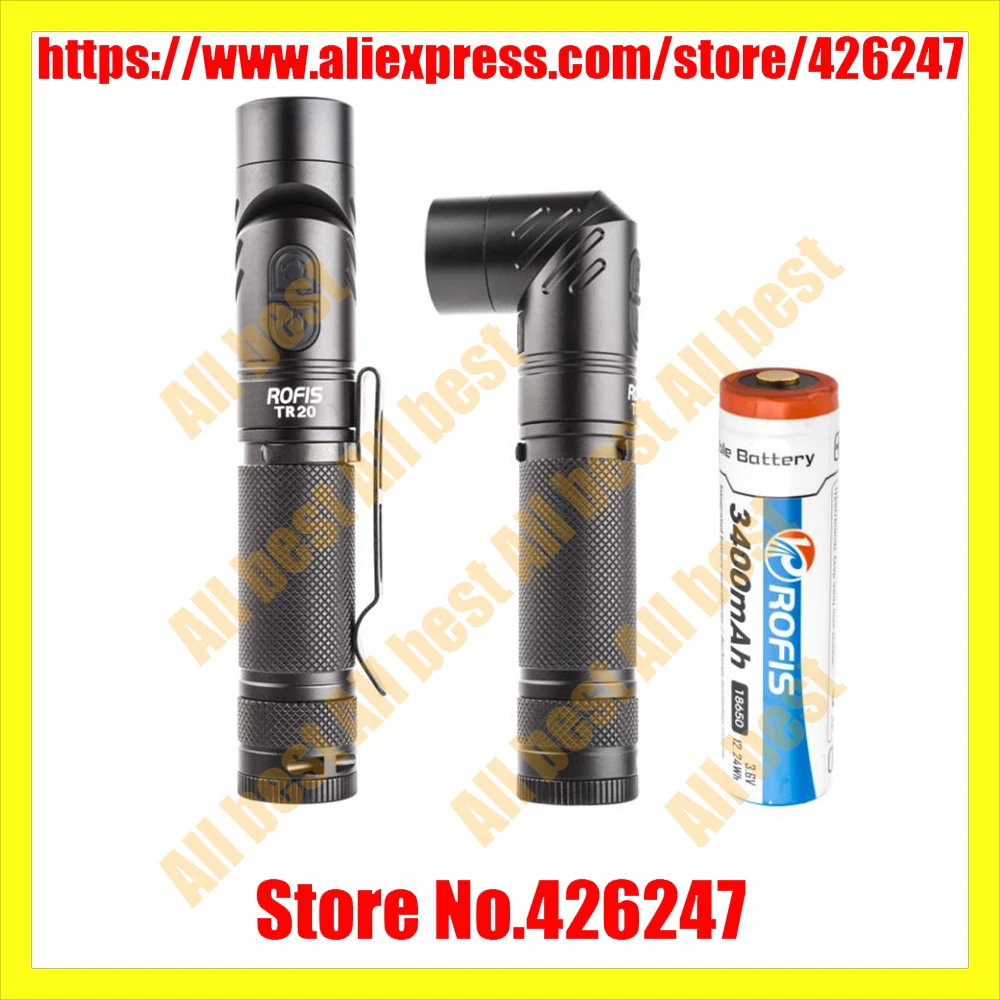 

ROFIS TR20 1100LM CREE XP-L HI V3 LED 90 Degree Head Rotation Rechargeable Light LED Flashlight Portable Work Flashlight
