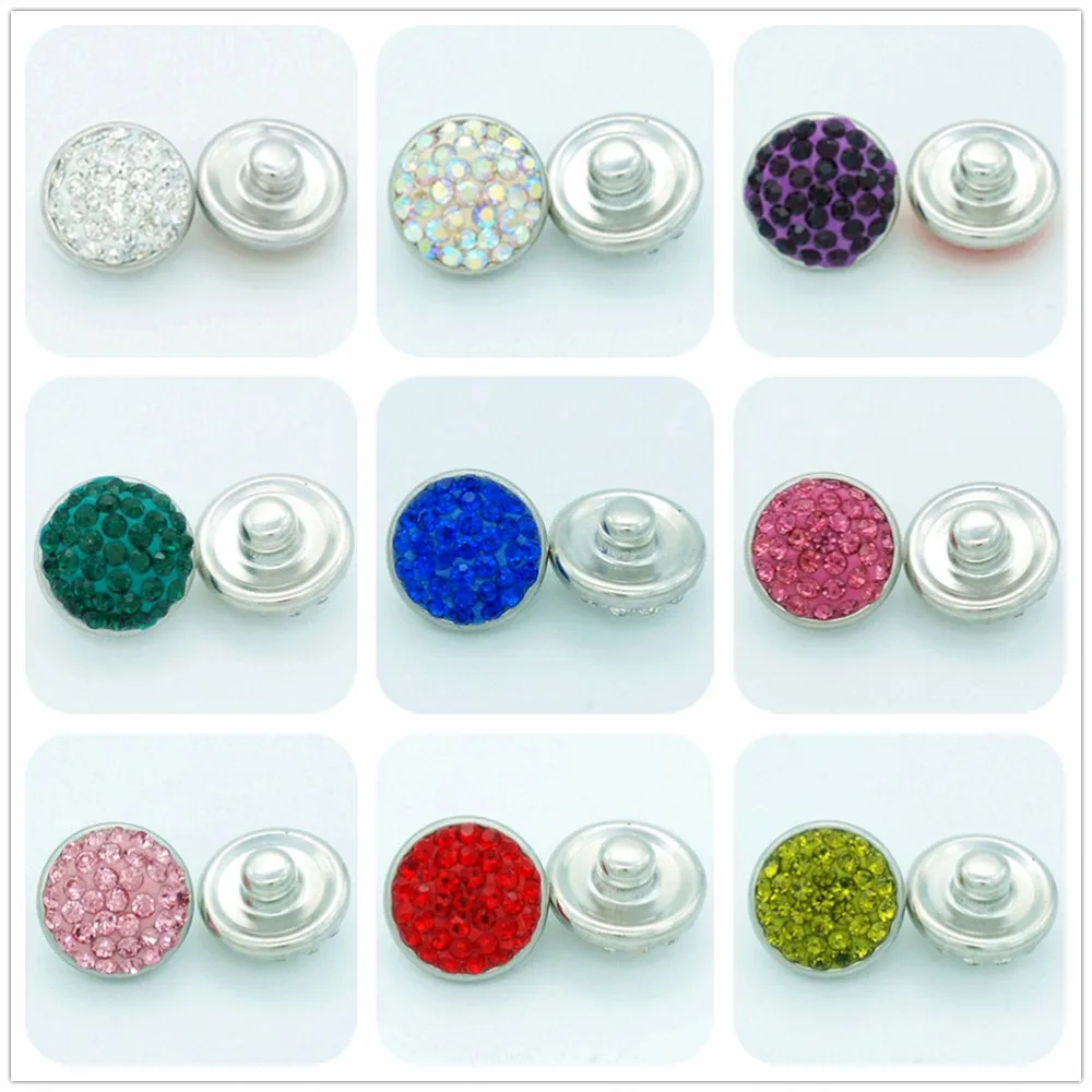 

New Trendy 12MM manual Crystal Prue Rhinestone&clay metal snap buttons fit DIY snap jewelry wholesale charm