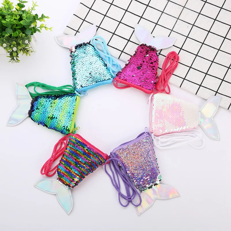 

Women Mermaid Tail Sequins Coin Purse Girls Crossbody Bags Sling Money Change Card Holder Wallet Purse Bag Pouch For Kids Gifts