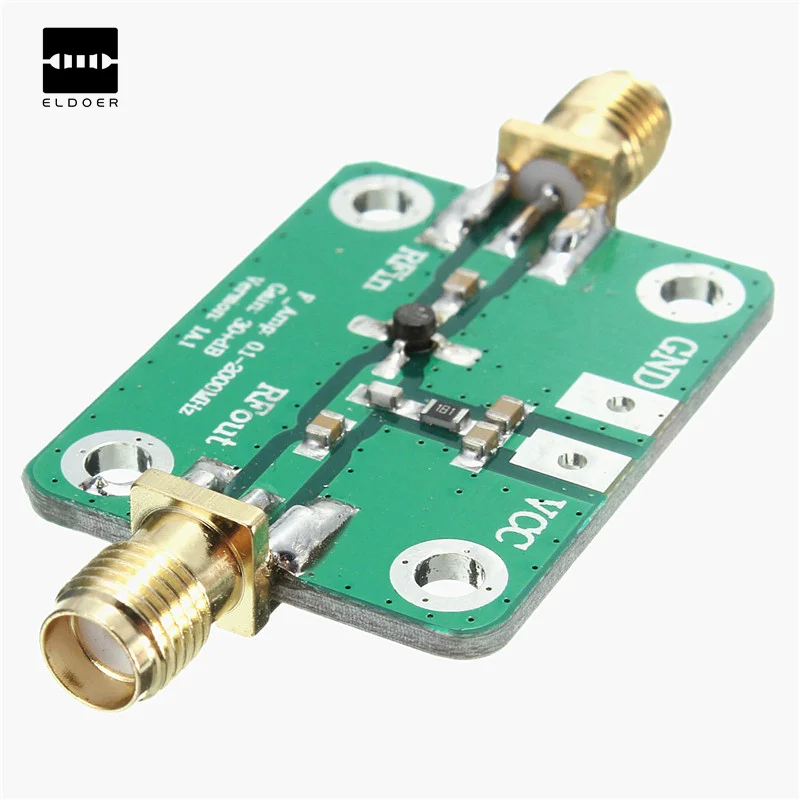

New Arrival 0.1-2000MHz RF wideband amplifier gain 30dB low-noise amplifier LNA Board Modules 25X52mm Colorfu green + gold