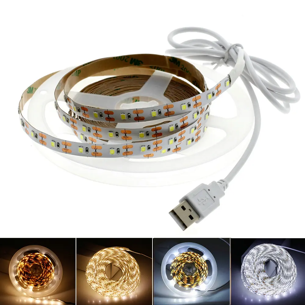 Holiday Lightin USB LED Strip Light 50CM 1M 2M 3M 4M 5M RGB White Warm White LED Strip Christmas Tree Decoracion Fairy Lights.