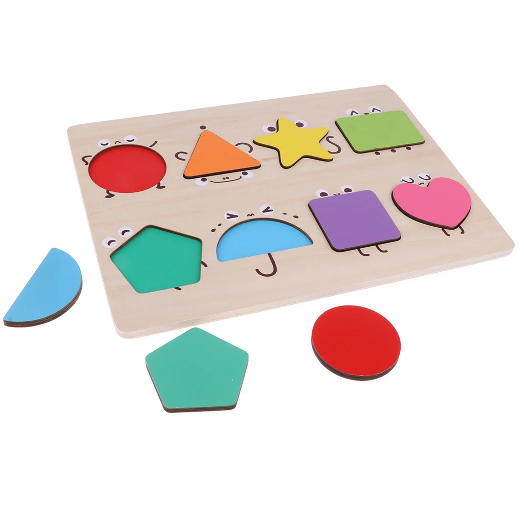 Wooden Geometric Block Board - Color & Shape Puzzle Baby Toddler Sorting & Stacking Game Early Developmental Toy